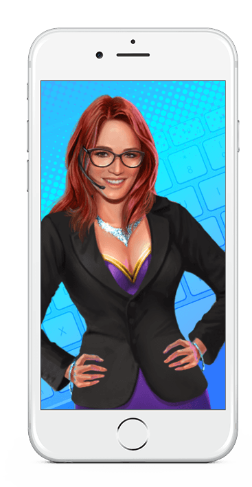 Illustration of a support agent on a phone screen